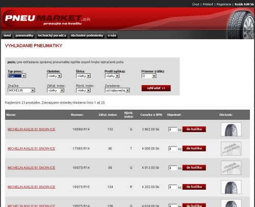 internetový obchod Pneumarket
